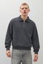 Men's Relaxed Fit Zippered Knitwear Smoked Sweater