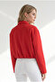 Women's Red Zippered Lined Bomber Jacket with Hidden Pockets Ckt-19000539 - 5
