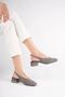 Women's Gray Suede 4 cm Thick Heeled Shoes Tr05Ms01H - 4