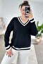 V-Neck Collar Striped Knitwear Blouse 7K090 - 2