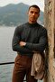 Men's Winter Basic High Neck 3-Piece Knit Sweater - 3
