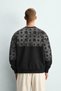 Men's Geometric Pattern Printed Crew Neck Oversize Sweatshirt - 3