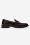 Chen Burgundy Crinkled Patent Leather Genuine Leather Women's Loafer Shoes - 5