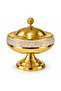 Metal and Glass Footed Candy Bowl with Lid Gold - 15x18cm
