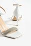 Women's Genuine Leather Evening Dress Shoes with White Silver Stones - 3
