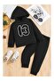 Children's Unisex 13 Printed Oversized Hooded Rubberized Leggings Track Suit Set - 2