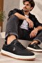 Men's Sneaker Black Lace-Up Casual Sports Shoes Rubber Sole