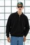 Men's Polo Collar Half Zipper Loose Black Sweater