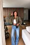 Zr Women's Oversize Premium Suede Jacket Khaki - 2