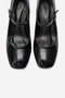 Nicho Black Wrinkled Patent Leather Women's Thick Heeled Shoes - 4
