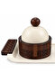 3-Piece Wooden Candy Bowl Set with Metal Tray Brown and Cream - 40×18cm - 2