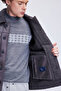Gray Slim Fit Baby Collar Leather Coat - 8