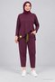 Women's Long Sleeve Asymmetrical Tunic and Waist-Tie Pants Set with Arma Detail, Viscose Cotton, Two-Thread Double Set - 4