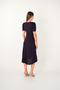 Imported Glitter Fabric Belt Detailed Midiboy Dress - Patlican Purple - 5