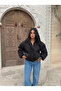 Black Quilted Fluffy Coat - 4