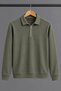 Men's Polo Collar Half Zipper Casual Green Sweater - 6