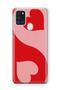 Samsung Galaxy A21S Compatible Red Ying Yang Pattern Transparent Phone Case