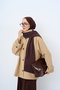 Women's Lapel Shawl Detail Short Trench Coat with Epaulet Sleeves Cream - 3