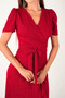 Imported Glitter Fabric Belt Detailed Midiboy Dress - Red - 4