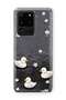 Samsung Galaxy S20 Ultra Compatible Transparent Phone Case with Ducklings Pattern