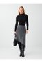 Anthracite Melange Lace Detailed Soft Touch Asymmetrical Midi Skirt - 2