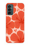Samsung Galaxy M13 / M23 Compatible Orange Hibiscus Flower Pattern Transparent Phone Case