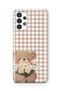 Samsung Galaxy A23 Compatible Flower Bouquet and Teddy Bear Pattern Transparent Phone Case