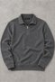 Men's Polo Collar Half-Zip Casual Smoked Sweater - 4