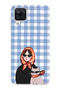 Samsung Galaxy A12 / M12 Compatible Transparent Phone Case with Woman and Cat Pattern with Shawl