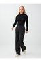 Dark Anthracite Straight Cut Soft Touch Trousers with Stitching Detail - 2