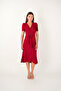 Imported Glitter Fabric Belt Detailed Midiboy Dress - Red