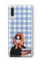 Samsung Galaxy A50 / A30S Compatible Transparent Phone Case with Woman and Cat Pattern with Shawl