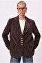 Women's Jonas Lined Brown Lux Oversize Blazer Jacket with Pockets - 2