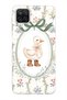 Samsung Galaxy A12 / M12 Compatible Transparent Phone Case with Goose and Flower Pattern
