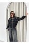 Women's Suede Stone Embroidered Floral Patterned Bomber Jacket - 3