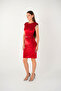Velvet Fabric Shoulder Tassel Pencil Dress - RED - 2