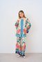 Women's Floral and Leaf Patterned Satin Trousers Suit Cream - 8