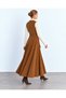 Coffee Corduroy A-Line Maxi Length Front Buttoned Belted Viola Dress - 3