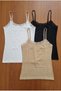 Women's Lace Collar Thin Strap Modal Undershirt 3-Pack - Black and White Set with Adjustable Straps - 2