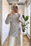 Women's Side Adjustable Drawstring and Slit Detailed Combed Cotton Hijab Tunic 70 cm - 2
