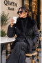 Levure Women's Light Fiber Snap Pocket Fur Collar Belted Coat - 3