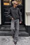Khaki Plaid Patterned Oversize Women's Bomber Jacket Mg2920 - 4