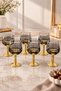 Set of 6 Gold Plated Glass Coffee Cups with Footed Glass, Water Glass, 95ml