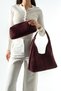 Suede Look Women's Shoulder Bag and Makeup Bag Hobo Bag Set