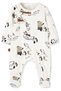 Animal Patterned Booties Overalls 3 Months-12 Months White