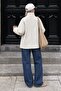 White Checkered Stand Collar Women's Trench Coat Mg2921 - 3