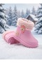 Pink Teddy Bear Plush Lined Girls' Winter Boots – Warm Boots