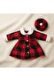 Baby Winter Dress with Hat, Plaid Pattern - 3