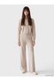 Peak New Season Beige Women's Knit Pants with Elastic Waistband