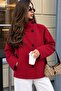 Red Checkered Stand Collar Women's Trench Coat Mg2921 - 5